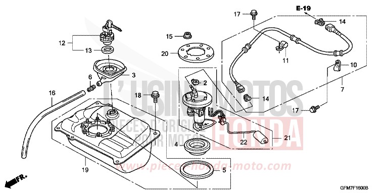 RESERVOIR A CARBURANT de NHX 110 Lead PEARL VALUABLE BLUE (B181) de 2008
